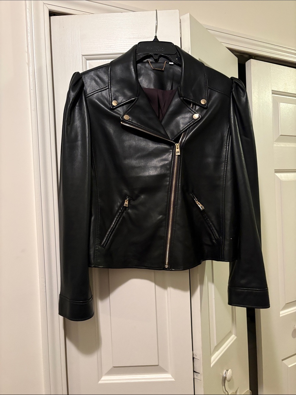 Chicos Women's Black Faux Leather Moto Jacket -